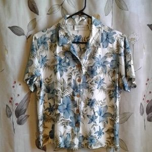 Women's Tropical print button down shirt